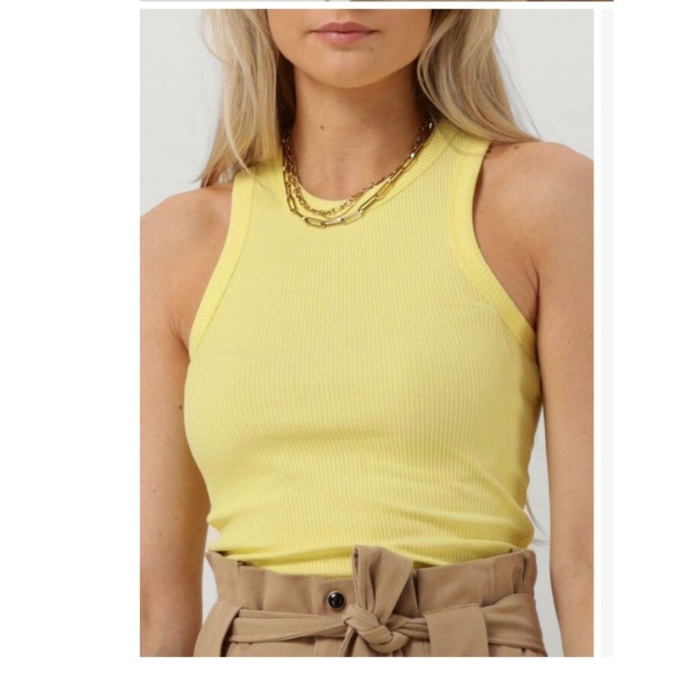 Scotch & Soda Gelbe Cotton In-Conversion Ribbed‎ Yellow Racer Tank - Large - Picture 7 of 7